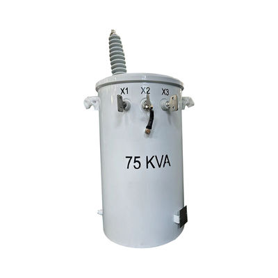 কেনা 75kva একক ফেজ মেরু মাউন্ট বিতরণ ট্রান্সফরমার তেল ডুবে 13.2KV থেকে 240V অনলাইনে উৎপাদন