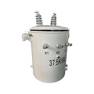 কেনা 37.5kva সিঙ্গল ফেজ পোল মাউন্ট ট্রান্সফরমার তেল ডুবে বিদ্যুৎ বিতরণ13.8kv থেকে 240v অনলাইনে উৎপাদন