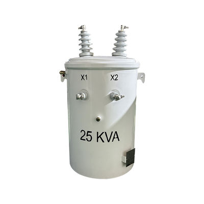 কেনা 25kva একক ফেজ মেরু মাউন্ট বিতরণ ট্রান্সফরমার তেল ডুবে 13.8KV থেকে 277V অনলাইনে উৎপাদন