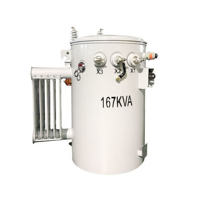 কেনা 167kva সিঙ্গল ফেজ পোল মাউন্ট ট্রান্সফরমার সিএসপি টাইপ তেল নিমজ্জিত বিতরণ স্টেপ ডাউন 4160v থেকে 480v অনলাইনে উৎপাদন