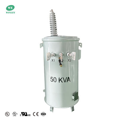 কেনা 50 KVA পাওয়ার পোল ট্রান্সফরমার একক ফেজ পোল মাউন্টেড বিতরণ 34500V থেকে 120V ANSI IEEE UL সার্টিফাইড প্রস্তুতকারক অনলাইনে উৎপাদন