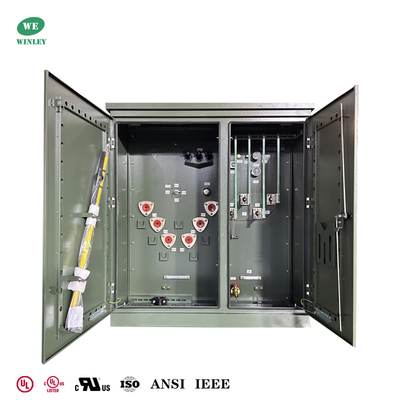 কেনা ইউএল তালিকাভুক্ত 300Kva 3 ফেজ প্যাড মাউন্টেড ট্রান্সফরমার 12.47KV থেকে 480V রেডিয়াল ফিড ASNI/IEEE স্ট্যান্ডার্ড অনলাইনে উৎপাদন