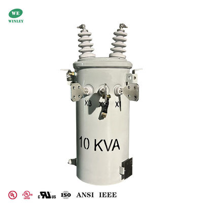 কেনা 10KVA Single Phase Pole Mounted Distribution Transformer with Copper Windings and Grain-Oriented Steel Core for Compact Footprint অনলাইনে উৎপাদন