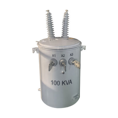 100kva একক ফেজ বৈদ্যুতিক মেরু মাউন্টড টাইপ বিতরণ ট্রান্সফরমার তেল ডুবে 24.9KV থেকে 240V