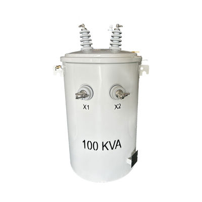 100 Kva পল মাউন্ট ট্রান্সফরমার একক ফেজ পাওয়ার পল ট্রান্সফরমার তেল টাইপ 13.8kv থেকে 277v Ansi Ieee স্ট্যান্ডার্ড