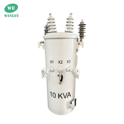 10 Kva এএনএসআই / আইইইই স্ট্যান্ডার্ড সিঙ্গল পল মাউন্টড ডিস্ট্রিবিউশন ট্রান্সফরমার 2 ওয়্যার 4160V থেকে 120V পাওয়ার