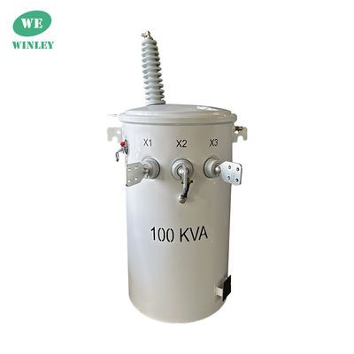100kva একক ফেজ মেরু মাউন্ট করা বৈদ্যুতিক বিতরণ ট্রান্সফরমার 34.5KV থেকে 120V