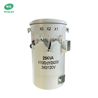 25Kva একক ফেজ মেরু মাউন্ট বিতরণ ট্রান্সফরমার তেল ডুবে 100Hz 4160V থেকে 120V