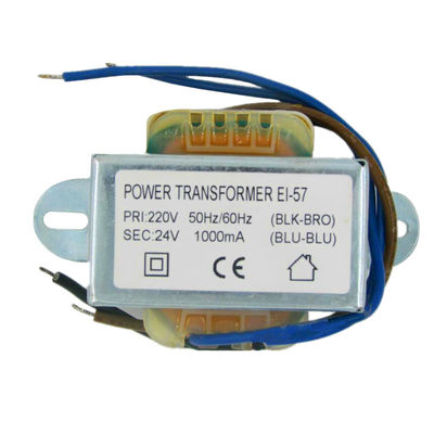 24VA EI পাওয়ার সিঙ্গেল ফেজ ট্রান্সফরমার 230V 24V 1000mA/1A কপার